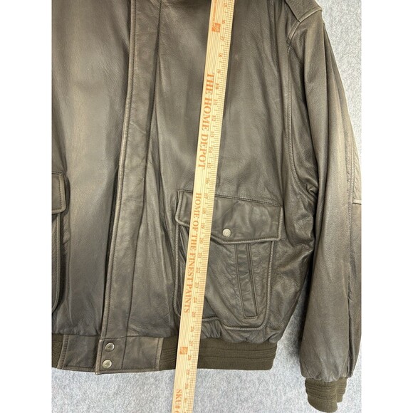 Roundtree & Yorke Men's Brown Leather Flight Bomber Aviator Jacket Coat Sz 2XL - Picture 8 of 13